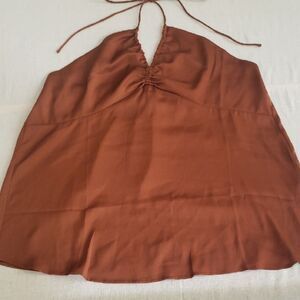 Banana Republic Top Womens L Halter Satin Silky Amber Milkmaid Y2K Office Siren